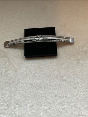 Silver Multi-Chain Bracelet with Interlocking Ring Accent